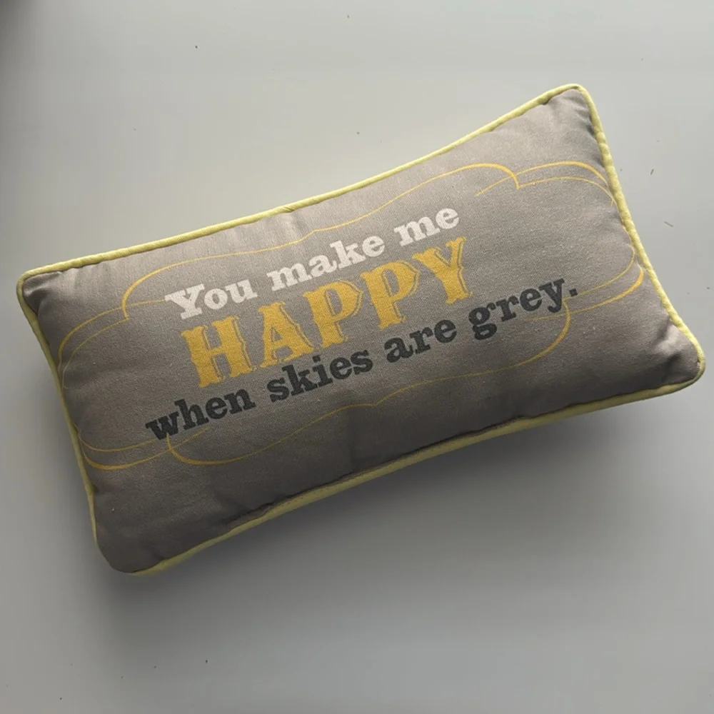 You are my sunshine lumbar accent pillow in gray and yellow